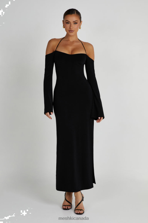 Meshki Black Tia Slinky Off Shoulder Maxi Dress Clothing JN88N89