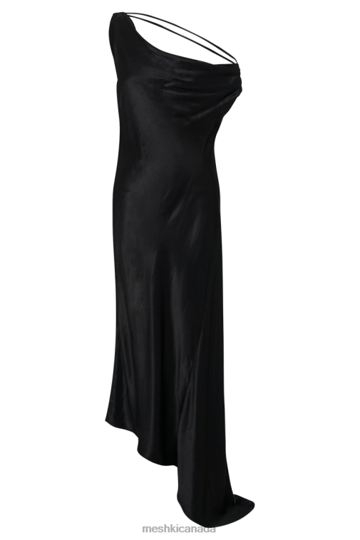 Meshki Black Yvette Slip Maxi Dress With Asymmetrical Hem Clothing JN88N169