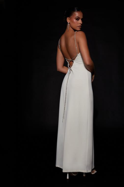 Meshki Bone Dionne Criss Cross Diamante Maxi Dress Clothing JN88N550