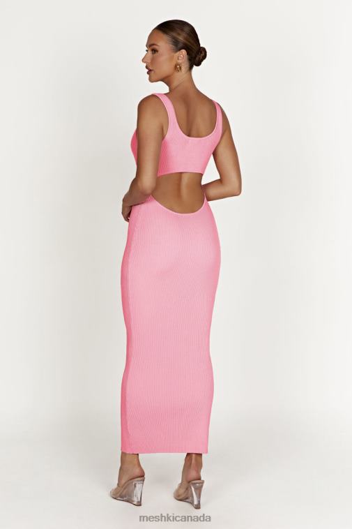Meshki Candy Pink Hadley Backless Knit Maxi Dress Clothing JN88N496