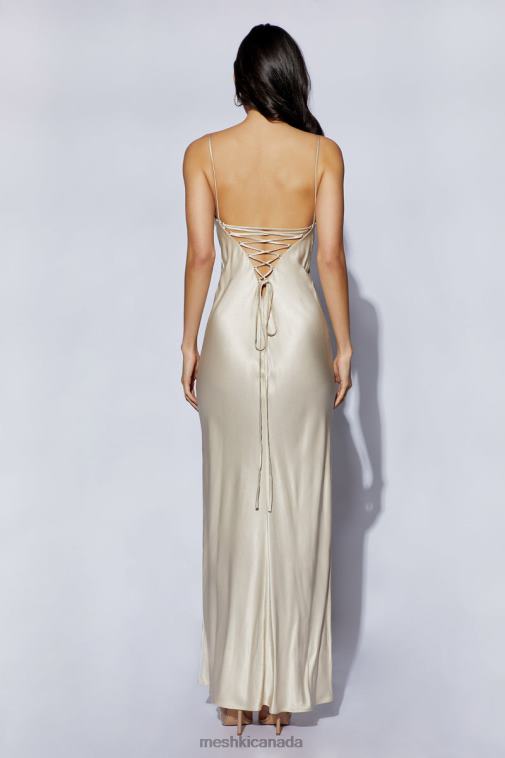Meshki Champagne Cora Tie Back Maxi Slip Dress Clothing JN88N661