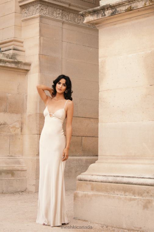 Meshki Champagne Cora Tie Back Maxi Slip Dress Clothing JN88N661