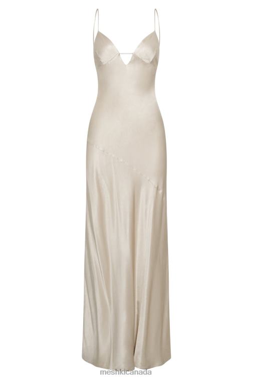 Meshki Champagne Cora Tie Back Maxi Slip Dress Clothing JN88N661