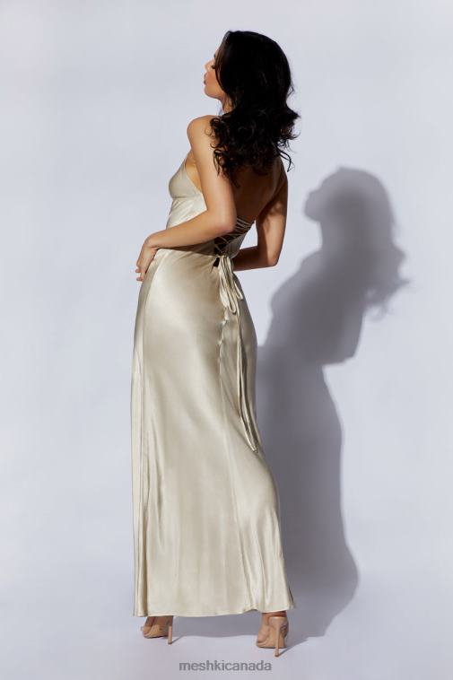 Meshki Champagne Cora Tie Back Maxi Slip Dress Clothing JN88N661