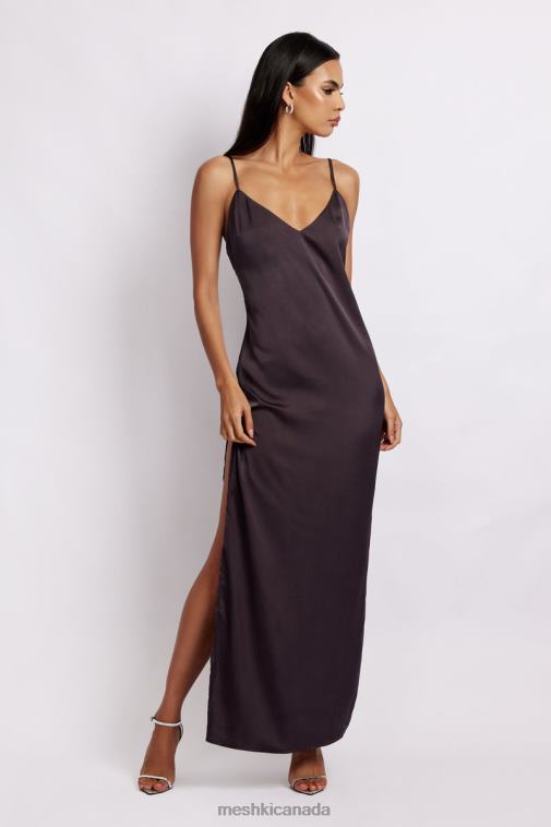 Meshki Charcoal Karissa Side Split Maxi Dress Clothing JN88N532