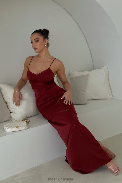 Meshki Cherry Chocolate Prue Spliced Lace Maxi Dress Clothing JN88N508