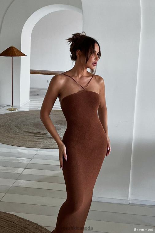 Meshki Clay Aryana Asymmetrical Straight Maxi Halter Knit Dress Clothing JN88N727