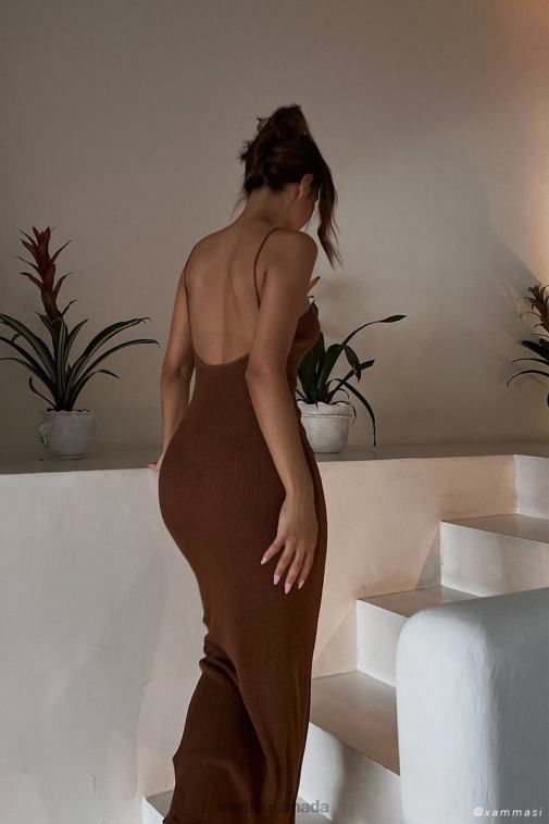 Meshki Clay Aryana Asymmetrical Straight Maxi Halter Knit Dress Clothing JN88N727