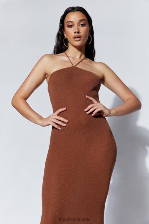 Meshki Clay Aryana Asymmetrical Straight Maxi Halter Knit Dress Clothing JN88N727