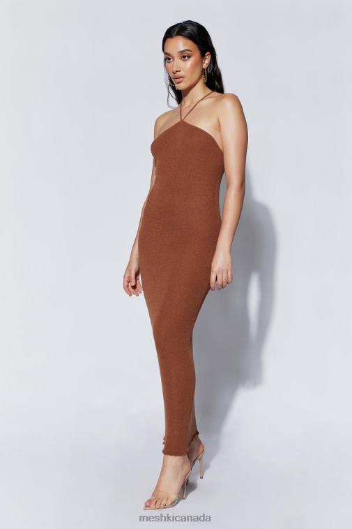 Meshki Clay Aryana Asymmetrical Straight Maxi Halter Knit Dress Clothing JN88N727