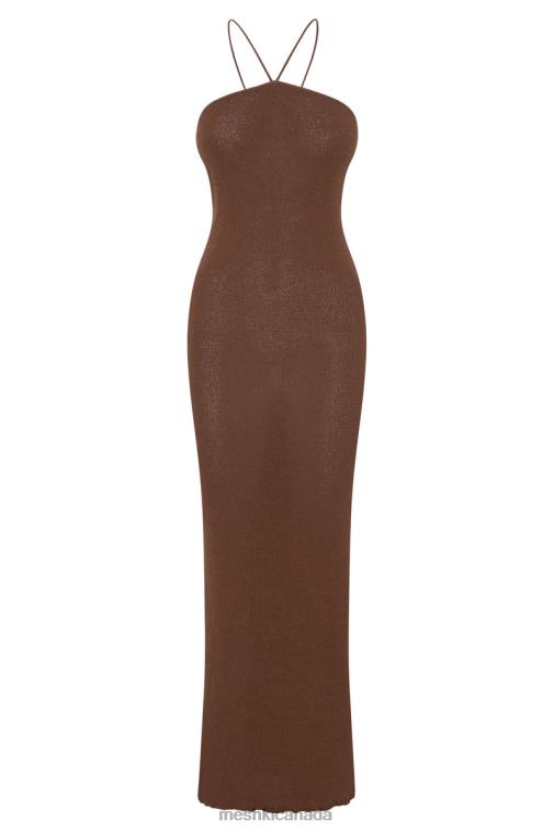 Meshki Clay Aryana Asymmetrical Straight Maxi Halter Knit Dress Clothing JN88N727