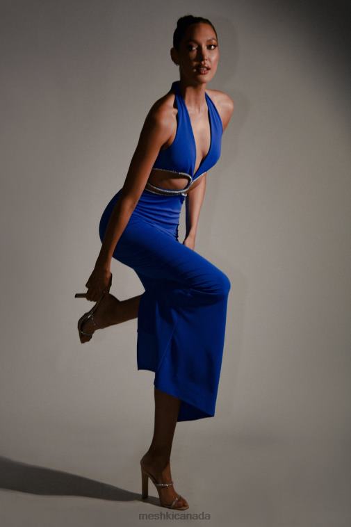Meshki Cobalt Blue Nicha Diamante Cut Out Maxi Dress Clothing JN88N701