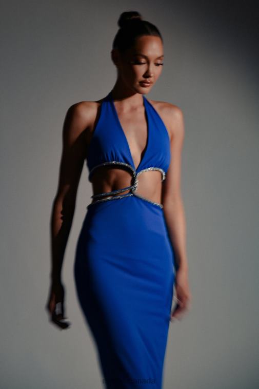 Meshki Cobalt Blue Nicha Diamante Cut Out Maxi Dress Clothing JN88N701