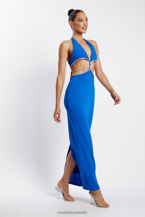 Meshki Cobalt Blue Nicha Diamante Cut Out Maxi Dress Clothing JN88N701