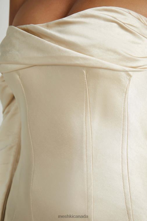 Meshki Gold Giselle Off Shoulder Cowl Neck Maxi Dress Clothing JN88N120