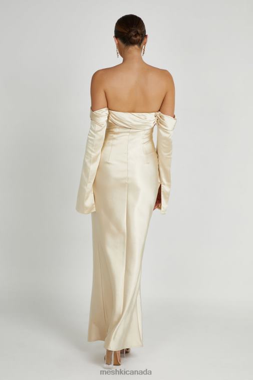 Meshki Gold Giselle Off Shoulder Cowl Neck Maxi Dress Clothing JN88N120