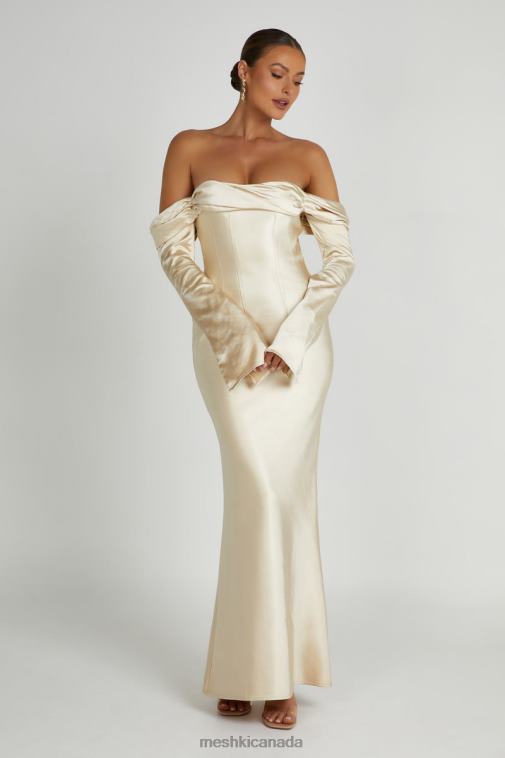 Meshki Gold Giselle Off Shoulder Cowl Neck Maxi Dress Clothing JN88N120