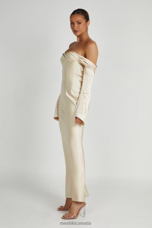 Meshki Gold Giselle Off Shoulder Cowl Neck Maxi Dress Clothing JN88N120