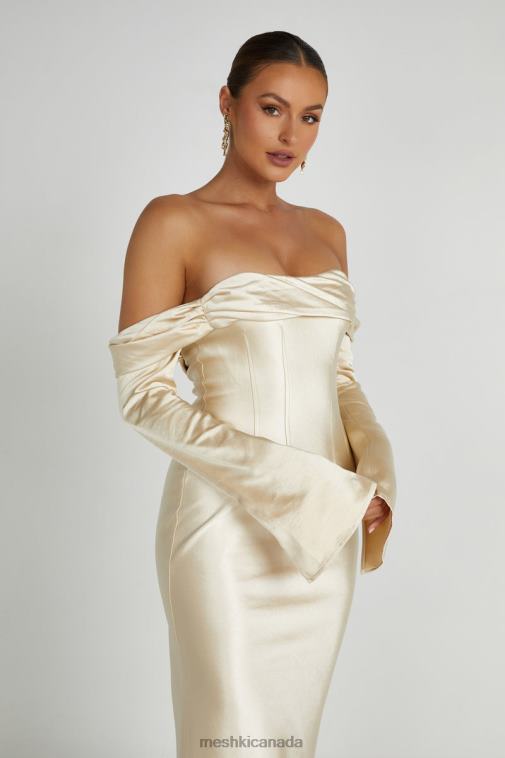 Meshki Gold Giselle Off Shoulder Cowl Neck Maxi Dress Clothing JN88N120