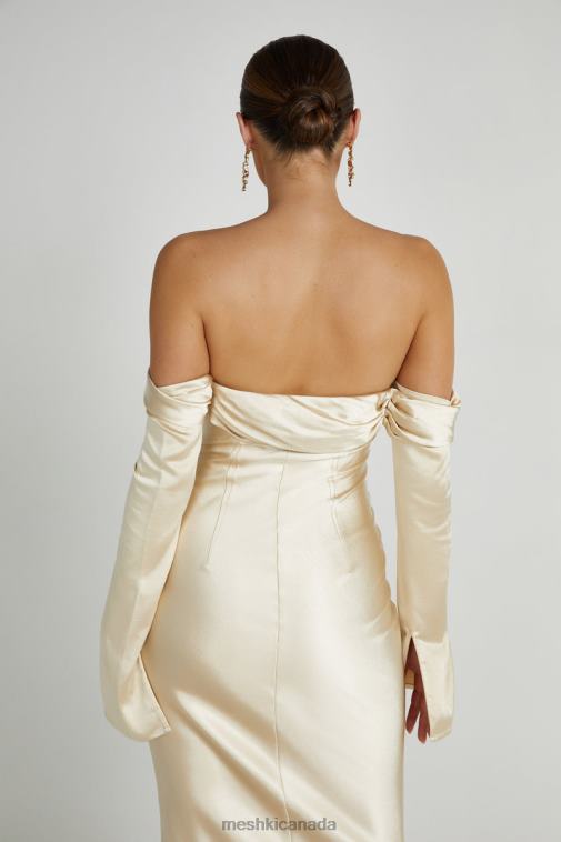 Meshki Gold Giselle Off Shoulder Cowl Neck Maxi Dress Clothing JN88N120