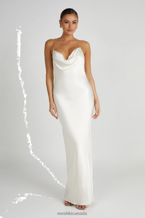 Meshki Ivory Melissa Satin Cowl Front Maxi Dress Clothing JN88N107