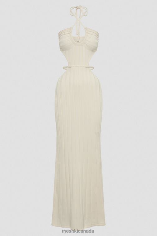 Meshki Ivory Minerva Cut Out Knit Maxi Dress Clothing JN88N256