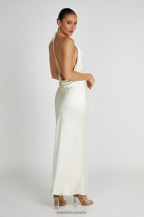 Meshki Ivory Sammy Satin Halter Maxi Dress Clothing JN88N159