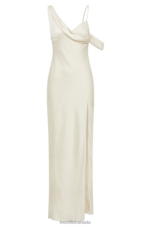 Meshki Ivory Soleil Satin Off Shoulder Maxi Dress Clothing JN88N42