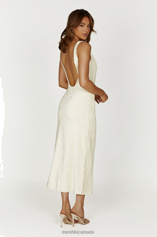 Meshki Ivory Theia Plisse Maxi Dress Clothing JN88N335