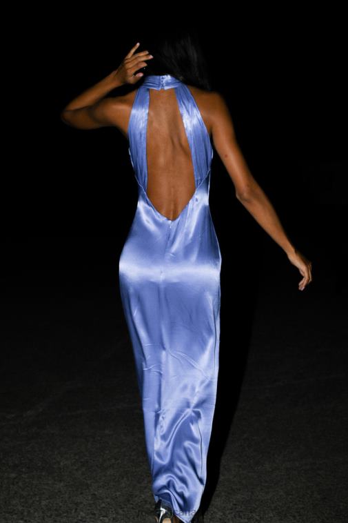 Meshki Lavender Claire Satin Drape Back Maxi Dress Clothing JN88N392