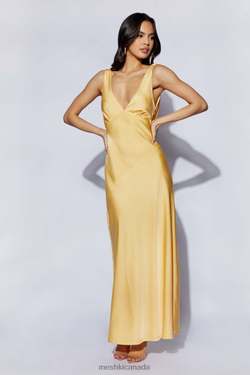Meshki Lemon Nadia Maxi Satin Dress With Back Cowl Clothing JN88N11