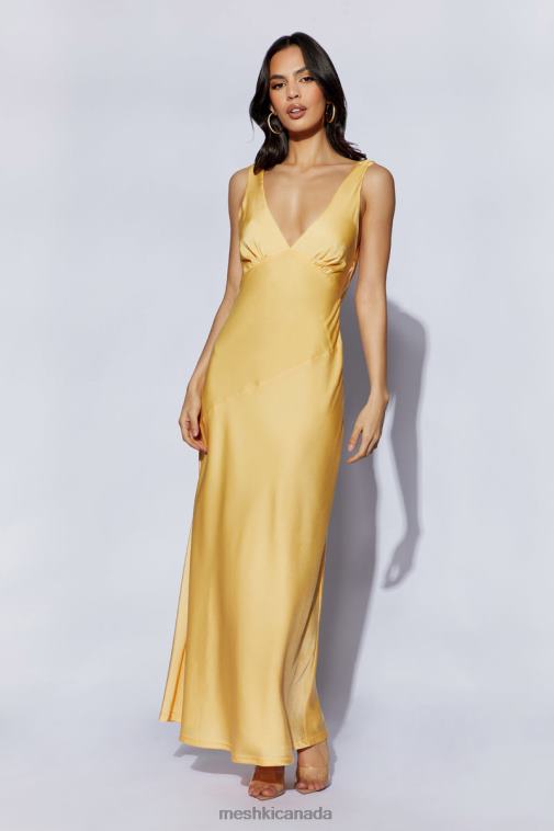 Meshki Lemon Nadia Maxi Satin Dress With Back Cowl Clothing JN88N11
