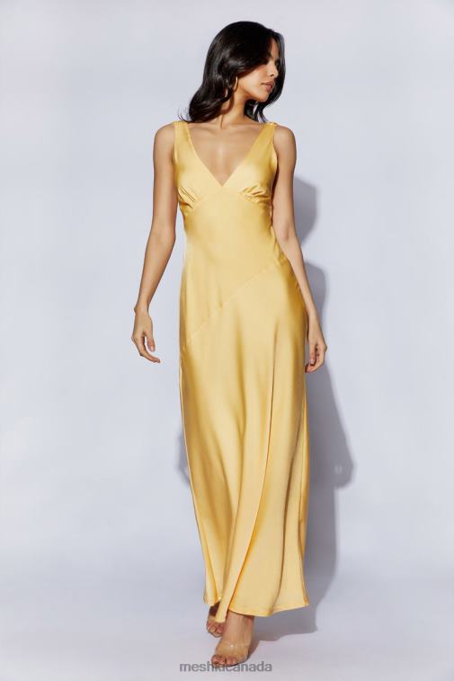 Meshki Lemon Nadia Maxi Satin Dress With Back Cowl Clothing JN88N11