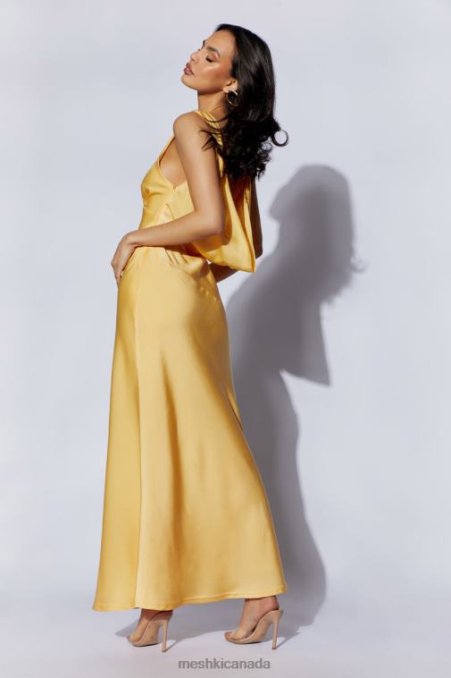 Meshki Lemon Nadia Maxi Satin Dress With Back Cowl Clothing JN88N11