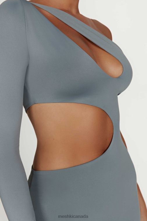 Meshki Light Charcoal Joyce Recycled Nylon Cut Out Maxi Dress Clothing JN88N309