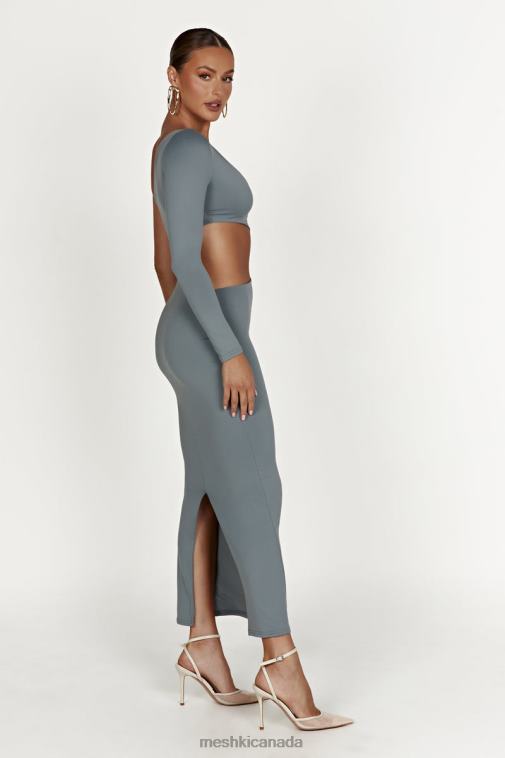 Meshki Light Charcoal Joyce Recycled Nylon Cut Out Maxi Dress Clothing JN88N309