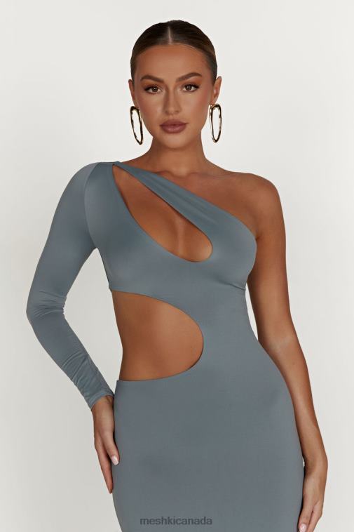 Meshki Light Charcoal Joyce Recycled Nylon Cut Out Maxi Dress Clothing JN88N309