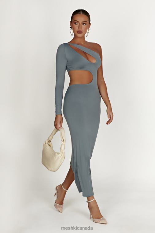 Meshki Light Charcoal Joyce Recycled Nylon Cut Out Maxi Dress Clothing JN88N309