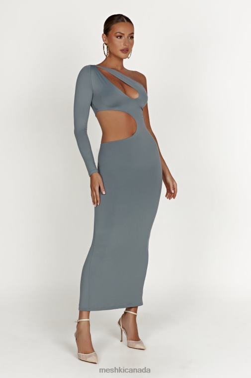 Meshki Light Charcoal Joyce Recycled Nylon Cut Out Maxi Dress Clothing JN88N309