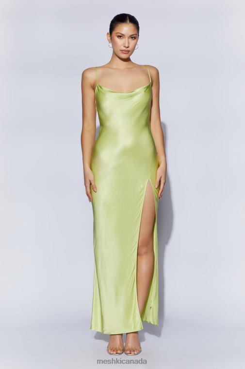 Meshki Pistachio Green Jade Cowl Neck Backless Maxi Dress Clothing JN88N314