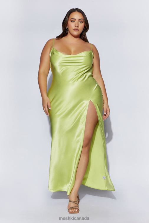 Meshki Pistachio Green Jade Cowl Neck Backless Maxi Dress Clothing JN88N314