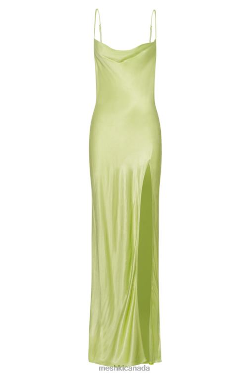 Meshki Pistachio Green Jade Cowl Neck Backless Maxi Dress Clothing JN88N314