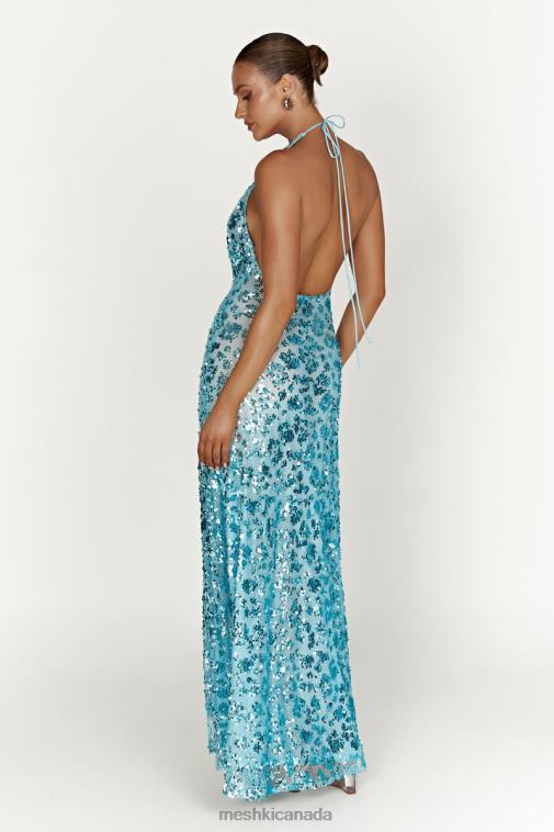 Meshki Powder Blue Nicola Plunge Neck Sequin Maxi Dress Clothing JN88N583