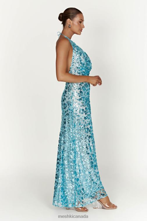 Meshki Powder Blue Nicola Plunge Neck Sequin Maxi Dress Clothing JN88N583