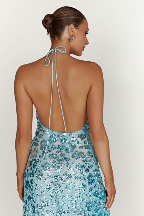 Meshki Powder Blue Nicola Plunge Neck Sequin Maxi Dress Clothing JN88N583