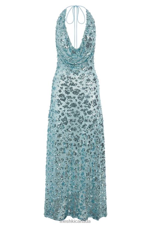 Meshki Powder Blue Nicola Plunge Neck Sequin Maxi Dress Clothing JN88N583