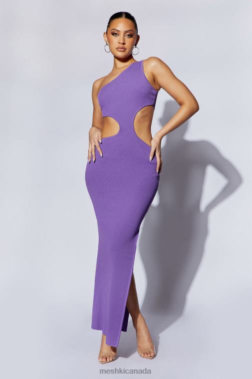 Meshki Purple Faye One Shoulder Cut Out Maxi Dress Clothing JN88N706