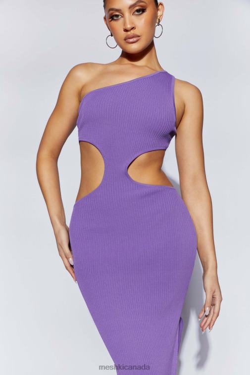 Meshki Purple Faye One Shoulder Cut Out Maxi Dress Clothing JN88N706