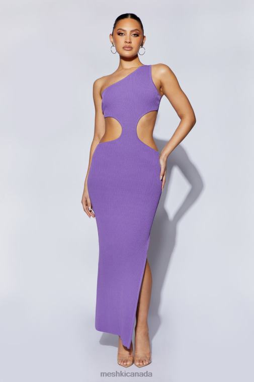Meshki Purple Faye One Shoulder Cut Out Maxi Dress Clothing JN88N706