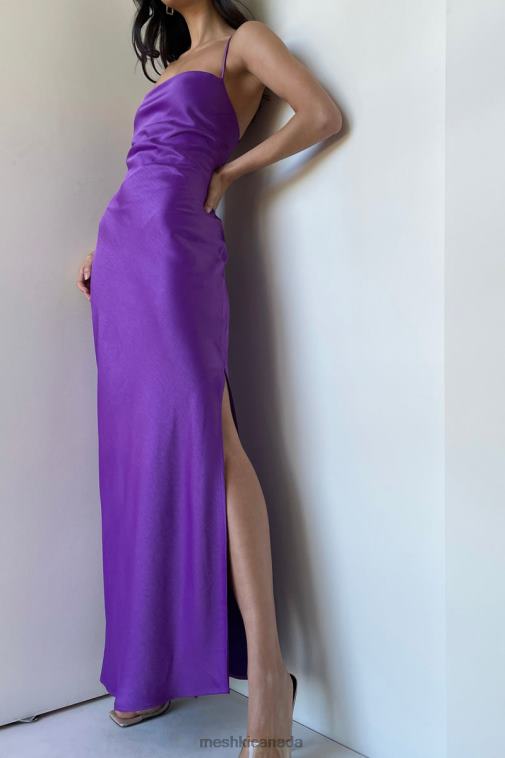 Meshki Purple Sydney Straight Neck Slip Maxi Dress Clothing JN88N445
